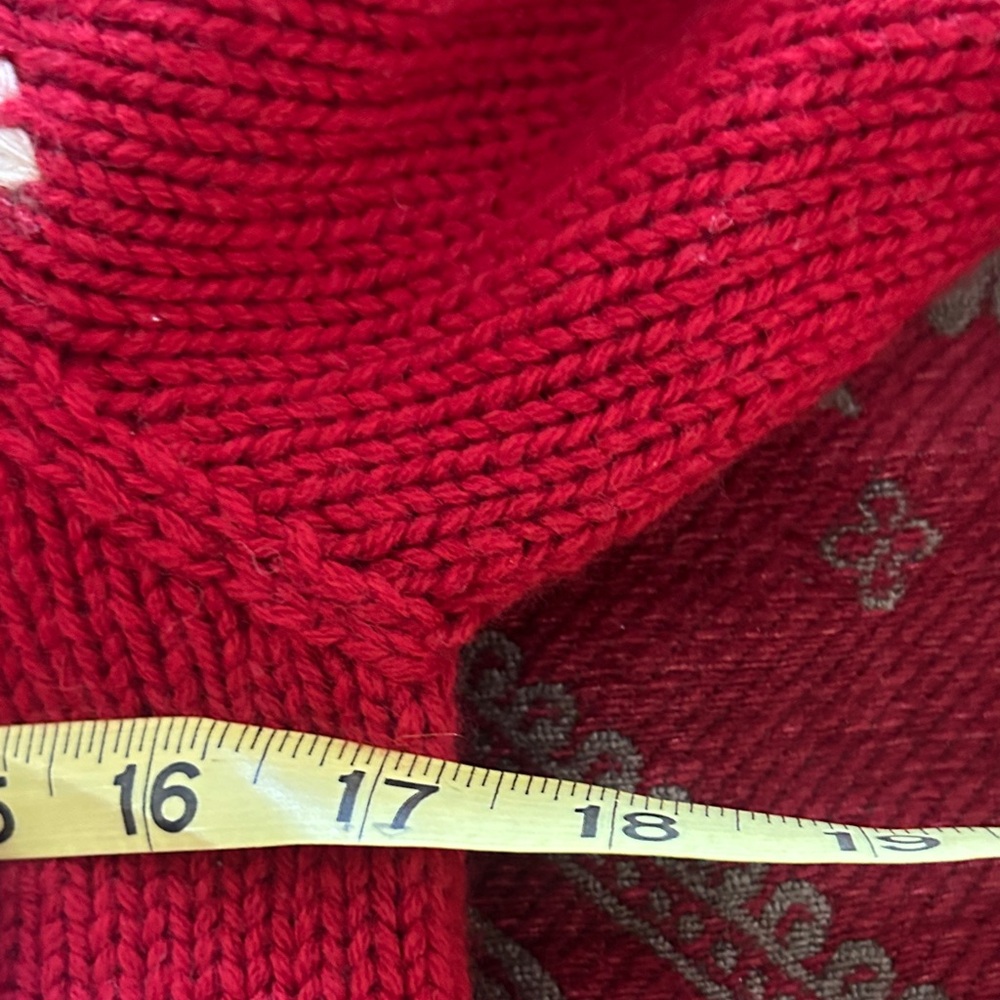 Ralph Lauren MED Red/Green hand knit Fair Isle 100% lambs wool Sweater - Picture 7 of 11